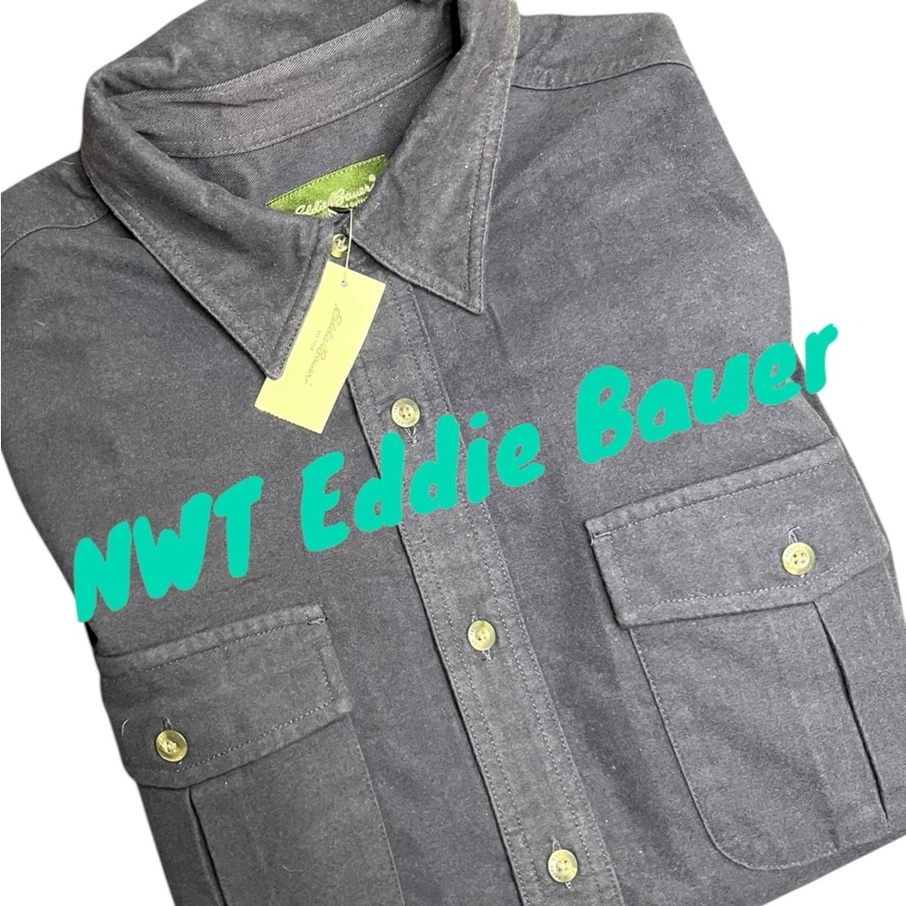 ~ NWT Eddie‎ Bauer Navy Men's 100% BaumWolle Size medium  Button down